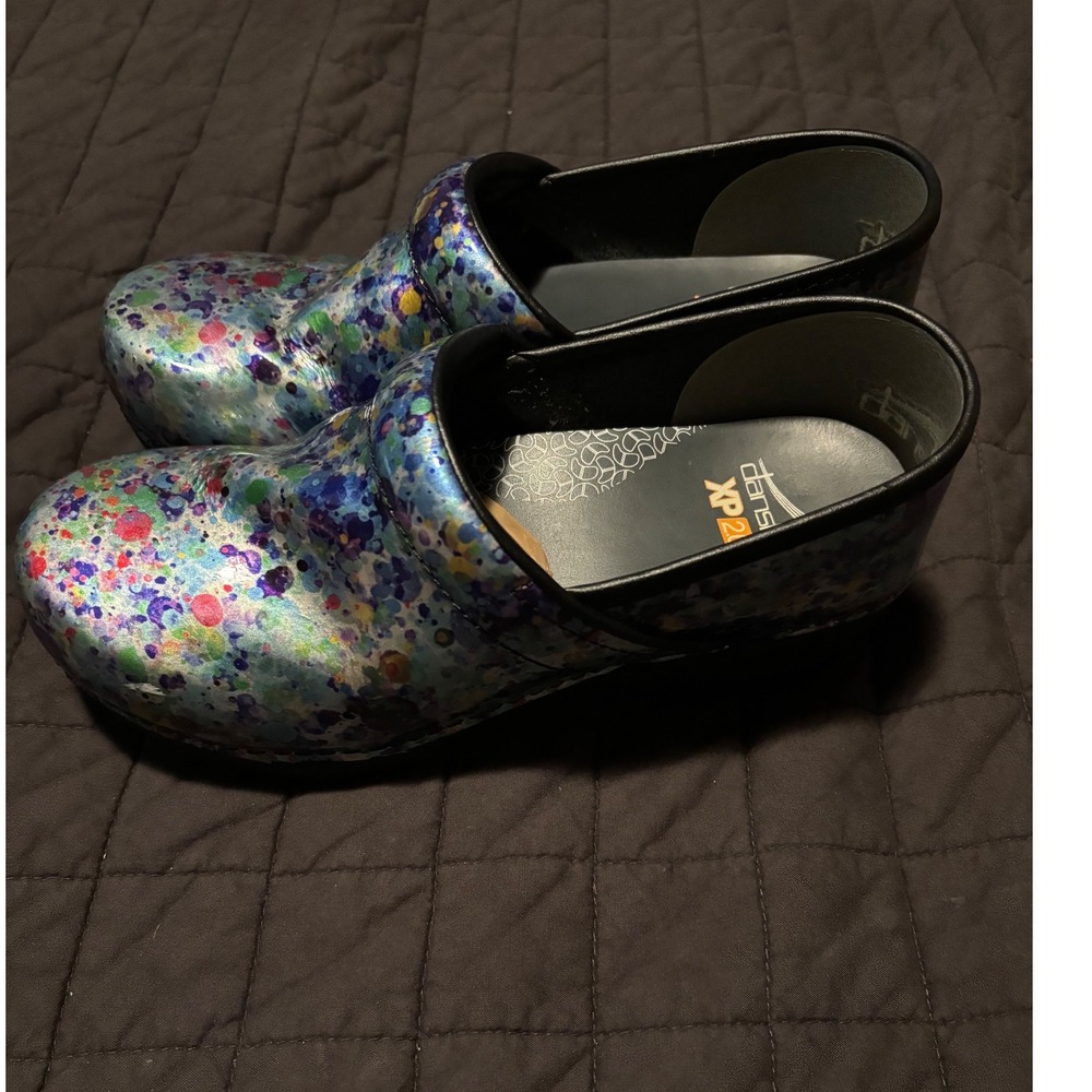Dansko XP 2.0 Professional Clogs Multi-Color Iridescent Splatter EU 38 US 7.5-8